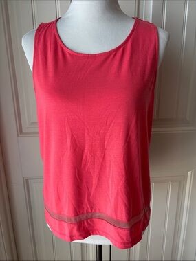 Athleta Coral Sleeveless Tank with Sheer Hem Stripe